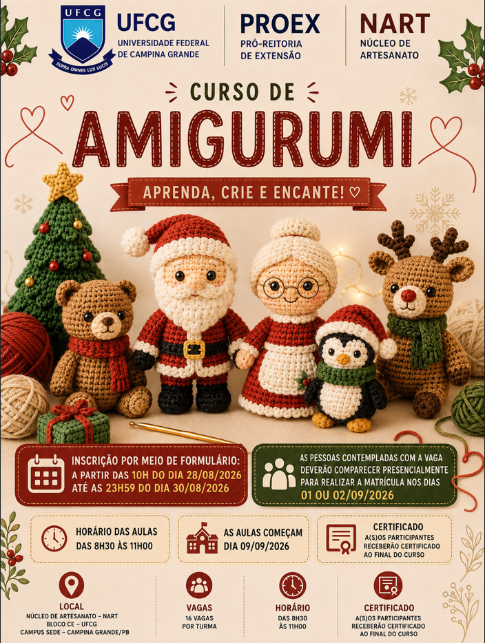 NÚCLEO DE ARTESANATO OFERTA CURSO DE AMIGURUMI